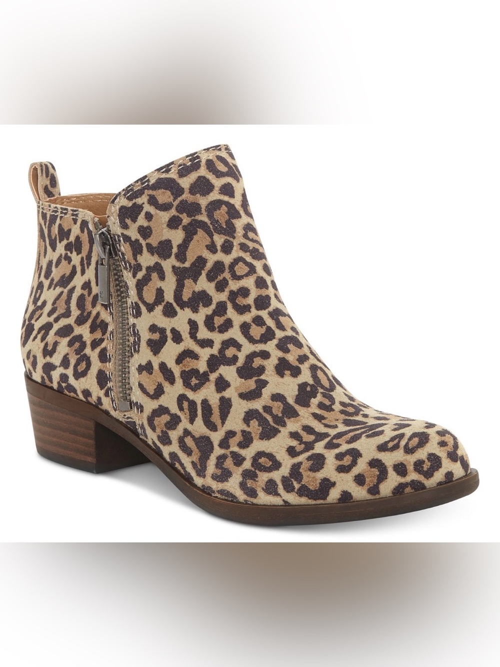NWOT Lucky Brand Lkbasel Tan and Brown Leopard Print Booties